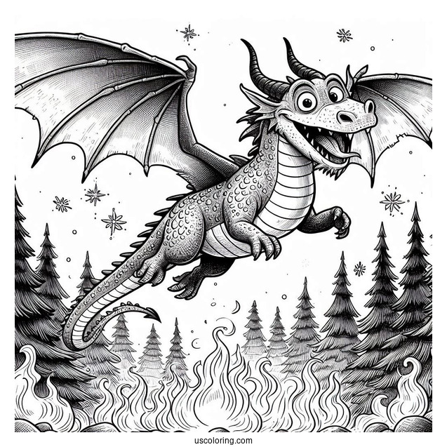 Shrek Dragon Flying Over Fire