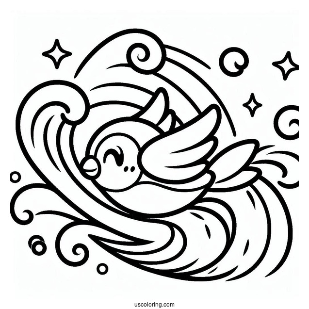 Kawaii Wave The Swallow Coloring Sheet V2