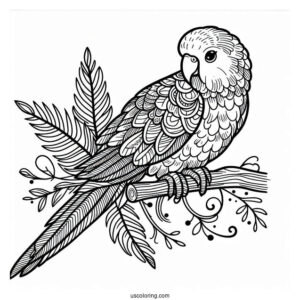 Detailed Parrot Sitting On a Branch