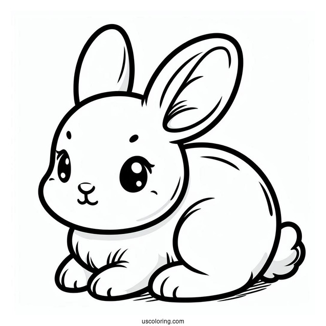 Easy Outline Of Baby Rabbit For Kids
