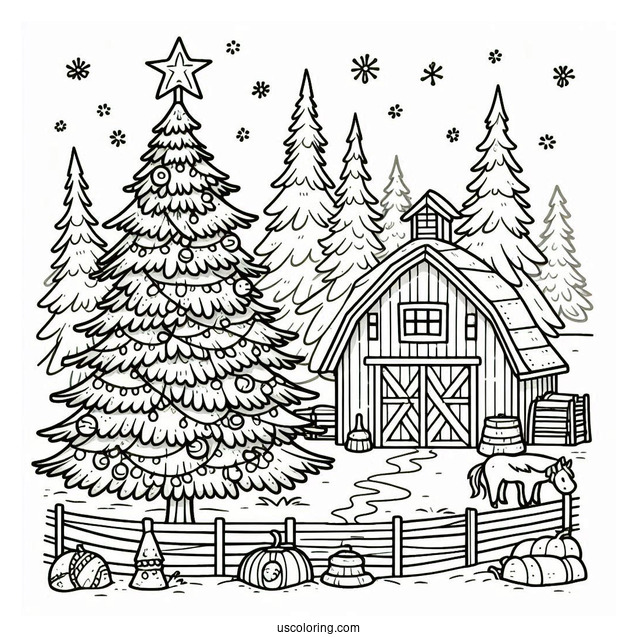 Christmas Tree Farm Coloring Sheet