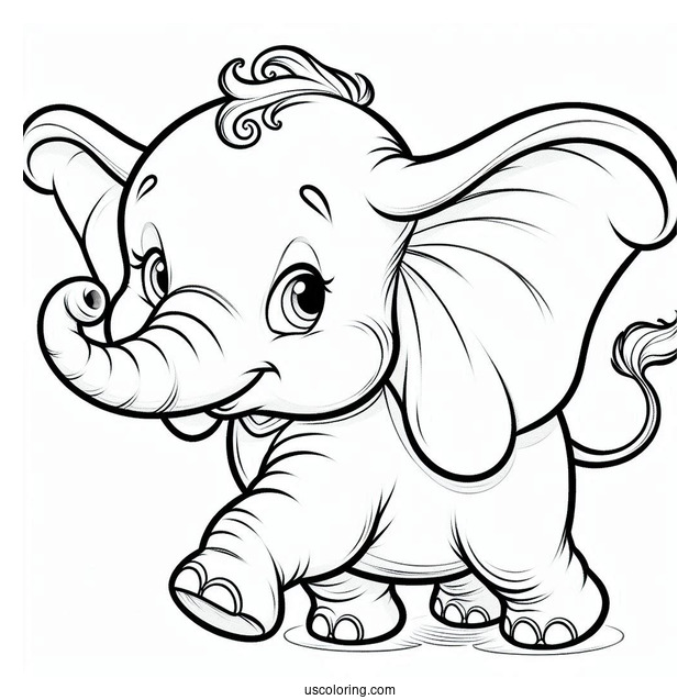 Dumbo The Elephant With Big Ears Coloring Sheet