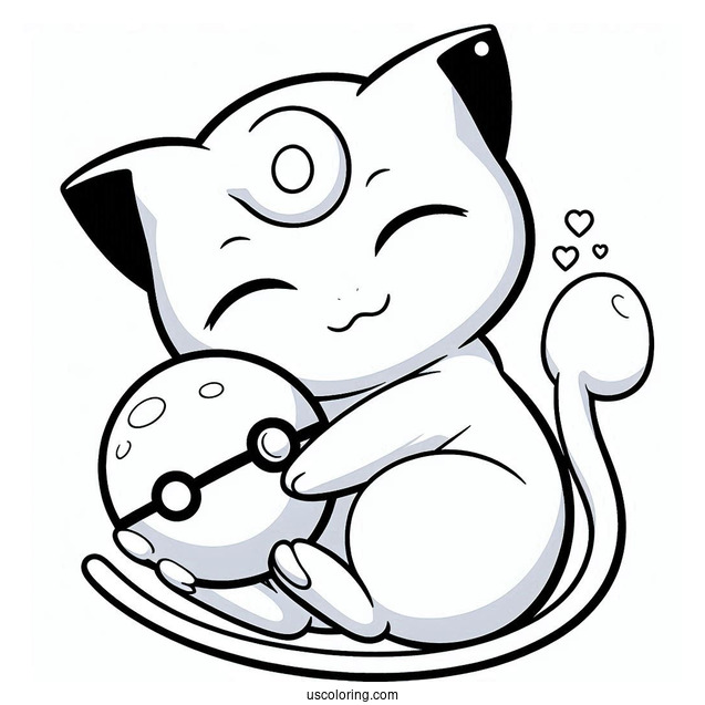 Mew Coloring Page Hugging Bulbasaur