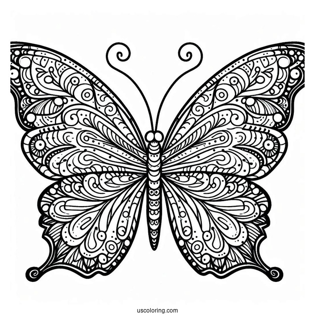 Detailed Coloring Sheet Of Butterfly