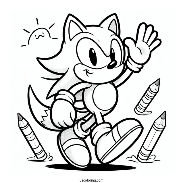 Big the Cat Waving Coloring In