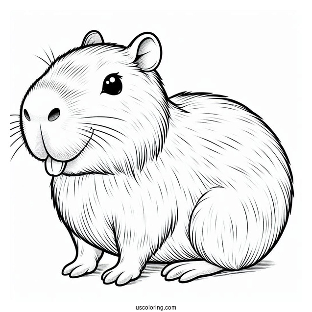Capybara Coloring Page Sticking Its Tongue Out