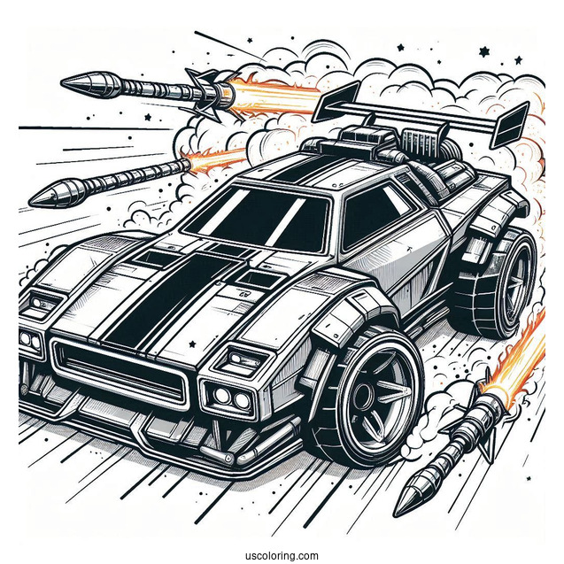 Rocket League Coloring Page Of Octane Battle Car With Rear Thrusters Blasting