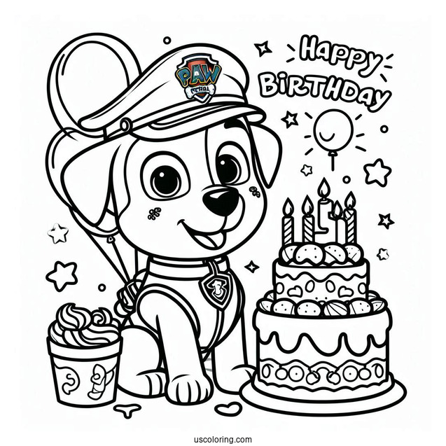 Happy Birthday Paw Patrol Coloring Sheet