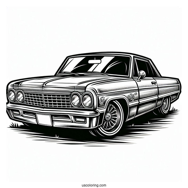 Cartoon Lowrider Coloring Page For Kids