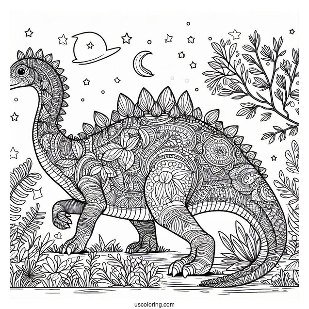 Intricate Pachycephalosaurus Coloring Page