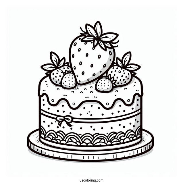 Strawberry Cake Coloring Page