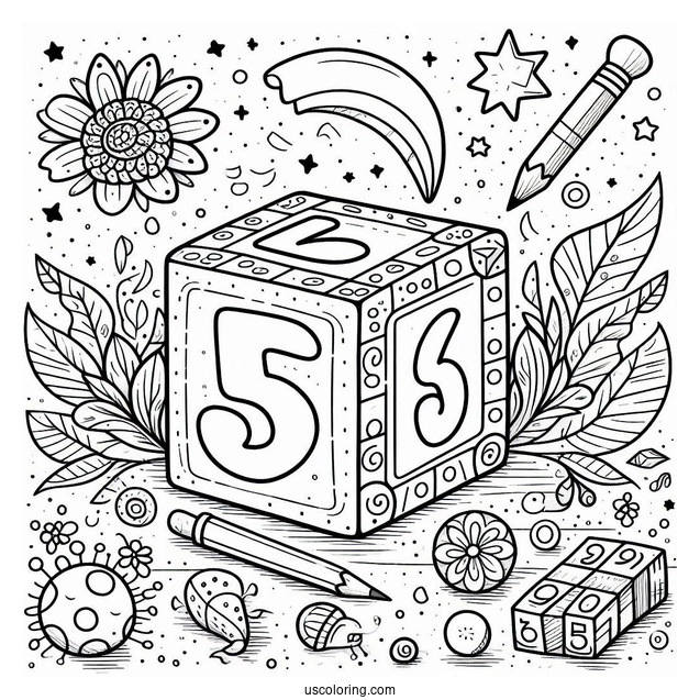 Numberblocks Coloring Page 5 Pointing