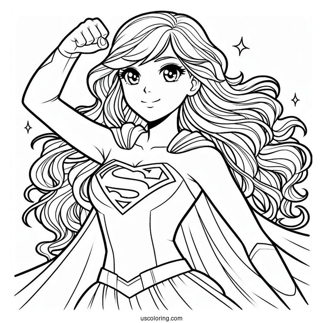 Easy Supergirl Coloring Page For Kids