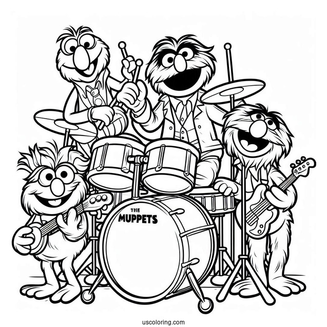 Muppets Coloring Page Of Animal Playing The Drums