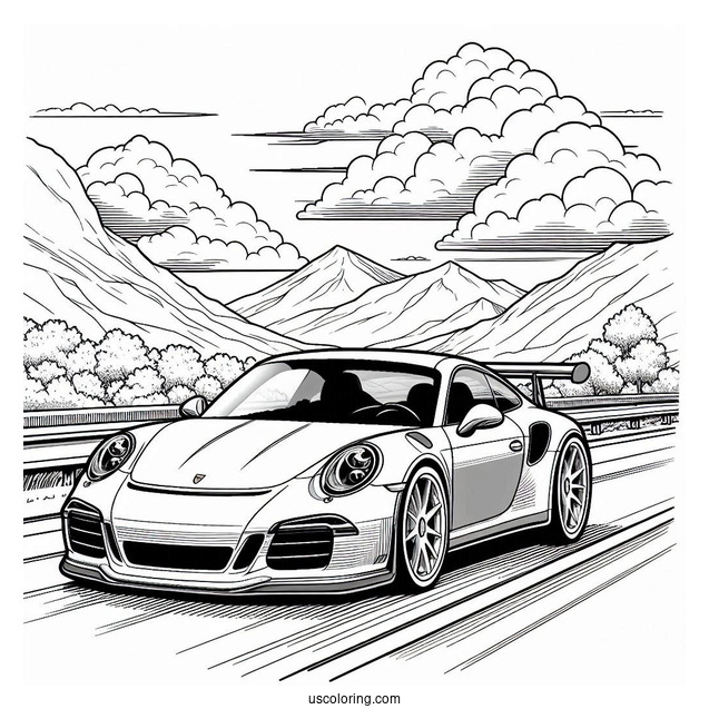 Porsche Coloring Page 930 Driving On Road