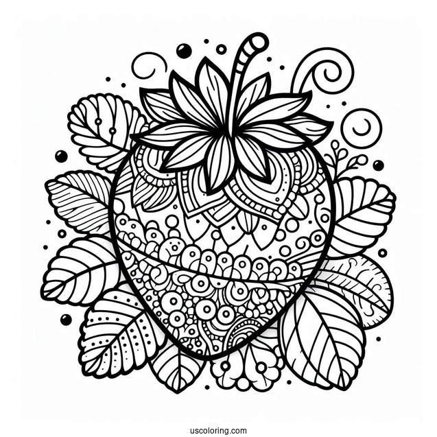 Delicious Strawberry Coloring Page Mandala