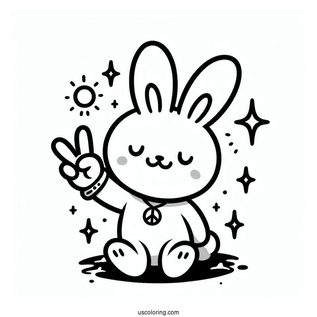 Sunny Bunnies Coloring Page Of S MARTY Making Peace Sign