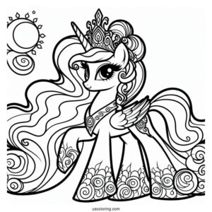 Elegant Princess Celestia Coloring Page