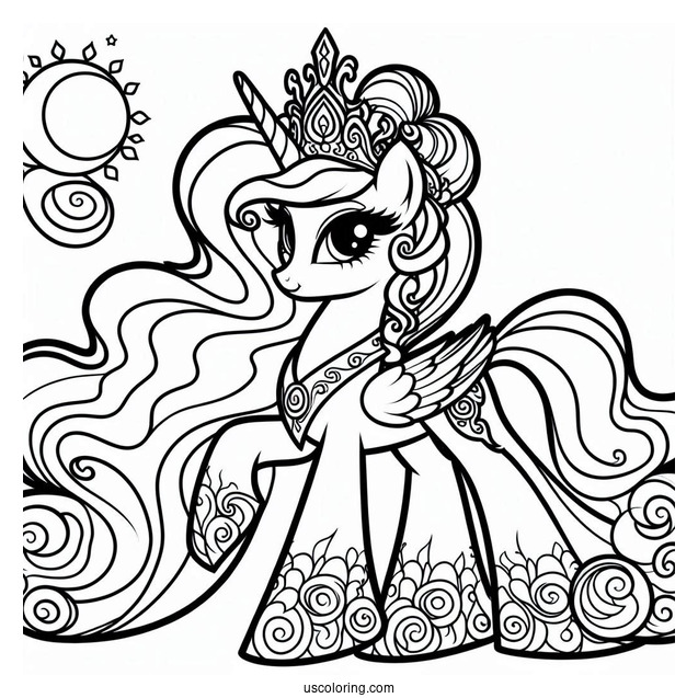 Elegant Princess Celestia Coloring Page