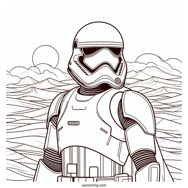 Sand Stormtrooper Coloring Page In The Desert For Kids