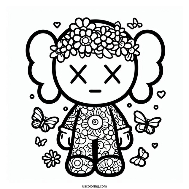 Hippie Dissected KAWS Coloring Page Companion