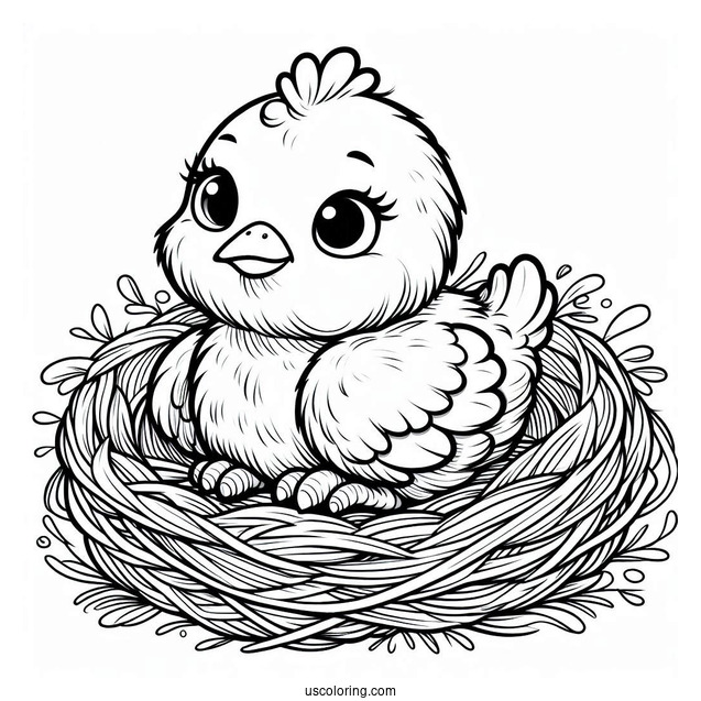 Adorable Chicken Sitting On Nest
