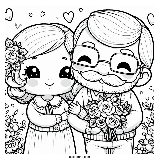 Precious Moments Coloring Page Of Grandparents In Love