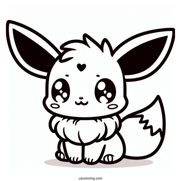 Kawaii Eevee Coloring Page For Kids