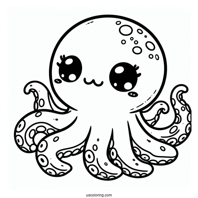 Kawaii Octopus Coloring Page For Kids
