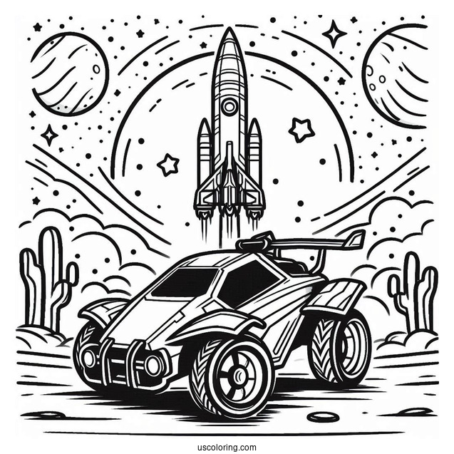 Easy Rocket League Coloring Page Alpha Outline For Kids