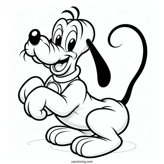 Pluto Coloring Page In Play Bow Pose For Kids