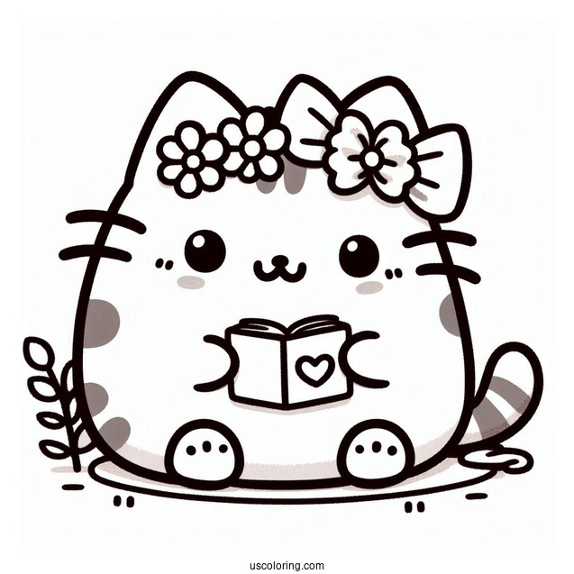 Aesthetic Kawaii Pusheen Coloring Page