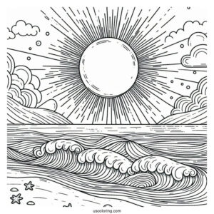 Big Sun Shining Over The Beach