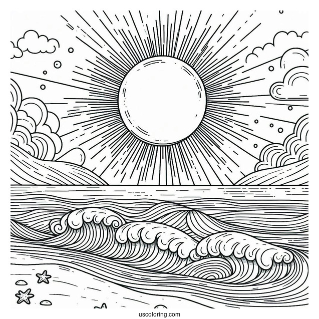 Big Sun Shining Over The Beach