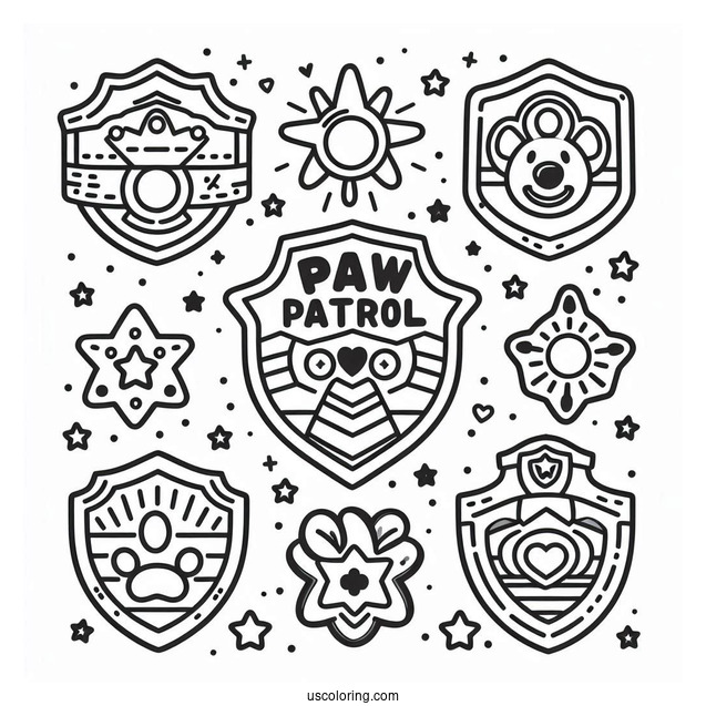 Paw Patrol Badges Coloring Page For Kids