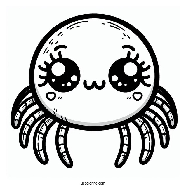 Adorable Kawaii Spider Coloring Page