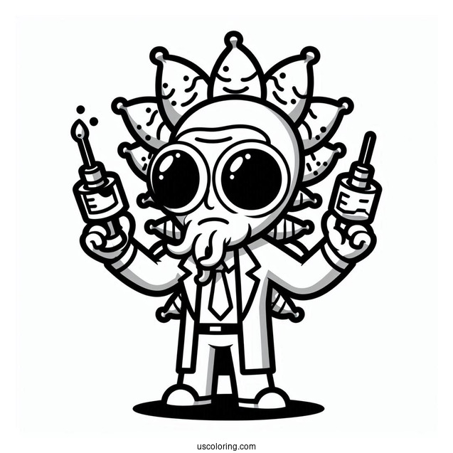 Rick and Morty Coloring Page Of Krombopulos Michael Alien Assassin
