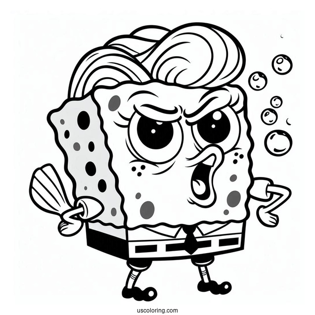 SpongeBob Coloring Page Of Sassy Bubble Bass For Kids