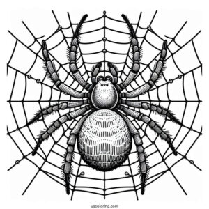 Big Spider On Web Coloring Page