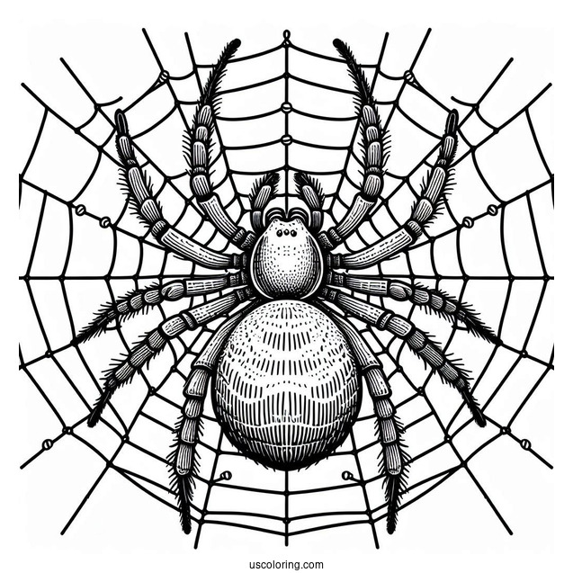 Big Spider On Web Coloring Page