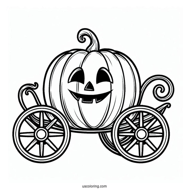Easy Outline Of The Pumpkin Coach To Color