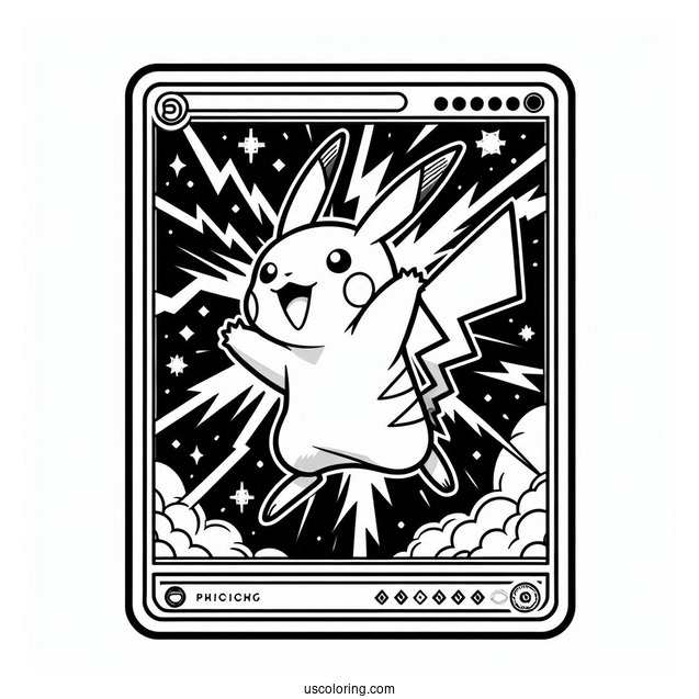 Pikachu Thunder Jolt Pokemon Card Coloring Page
