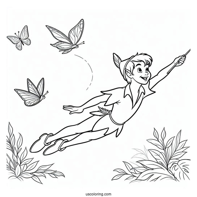 Simple Outline Of Peter Pan Coloring In