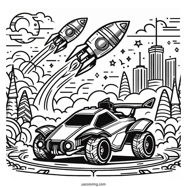 Easy Rocket League Coloring Page Alpha Outline For Kids