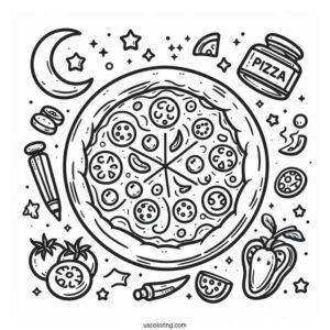 Simple Outline Of a Pizza For Preschoolers