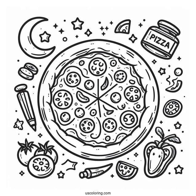 Simple Outline Of a Pizza For Preschoolers