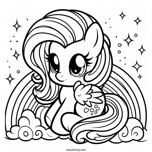 Cartoon My Little Pony Sitting On Rainbow