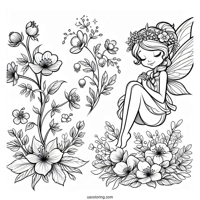 Flora, Fauna, and Merryweather Fairies Coloring Sheet