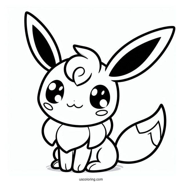 Easy Outline Of Smiling Sylveon Coloring Page For Preschoolers