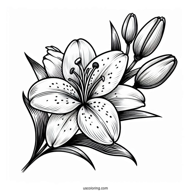 Flower Coloring Pages Of Single Easter Lily Flower